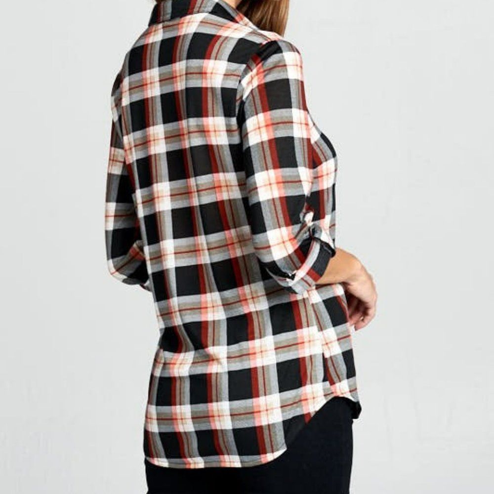 ❥ Prima Plaid Flannel in Red/White/Black